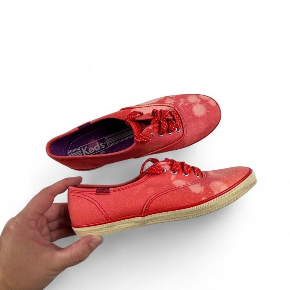 Keds Red Tie Dye Canvas Sneakers Women's Size 7 Low Top Retro Casual Shoes
